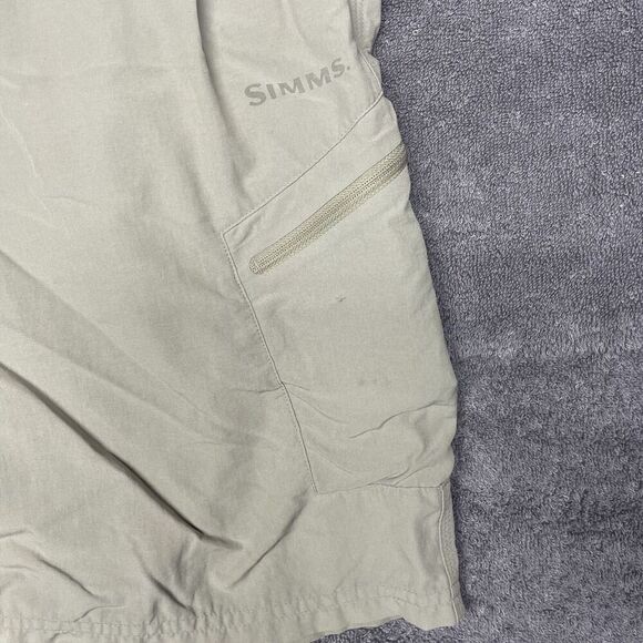 Simms Shorts Men's Size Large Beige Chino Guide Series Fly Fishing Cargo - Picture 9 of 14